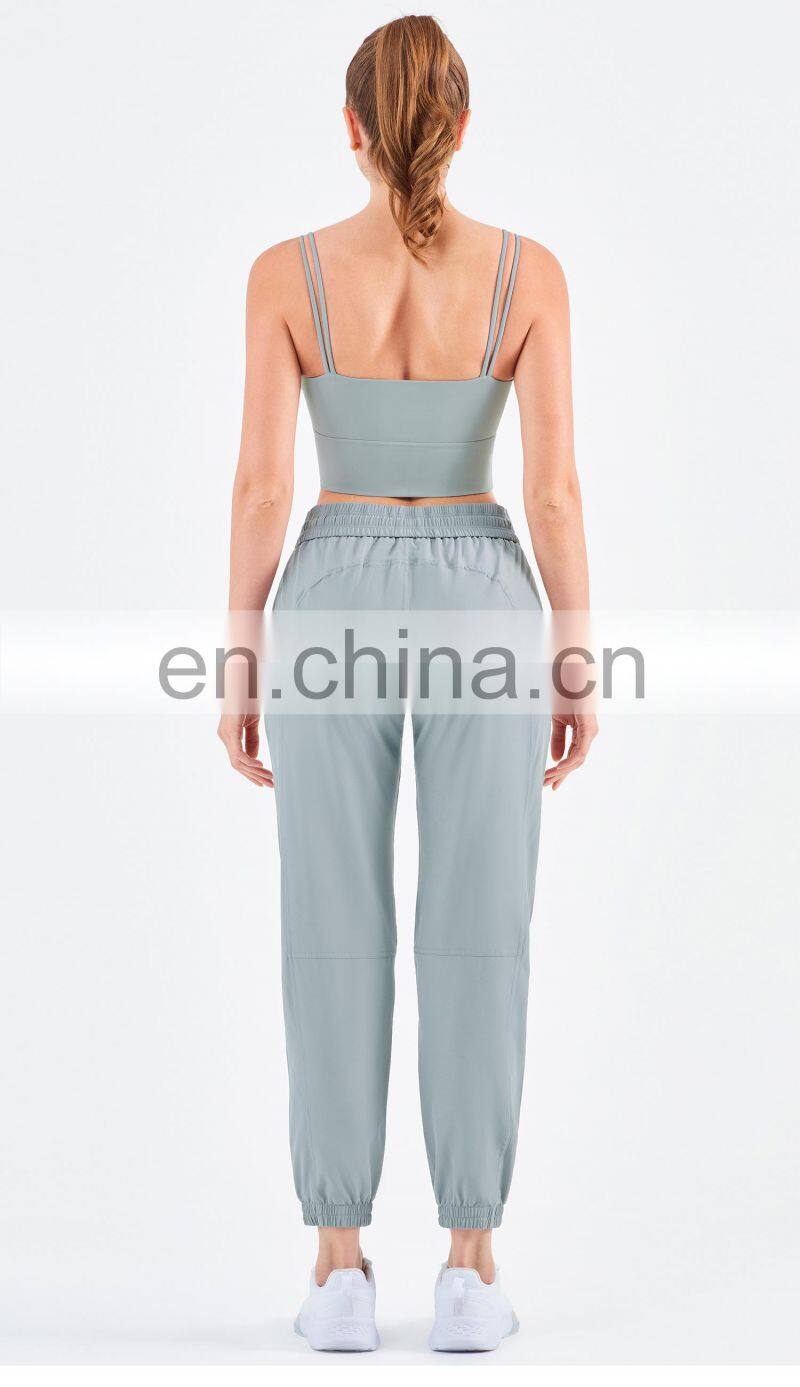 UV Protection Outdoor Sweatpants Drawstring Gym Jogger Woman Yoga Pants With Pocket