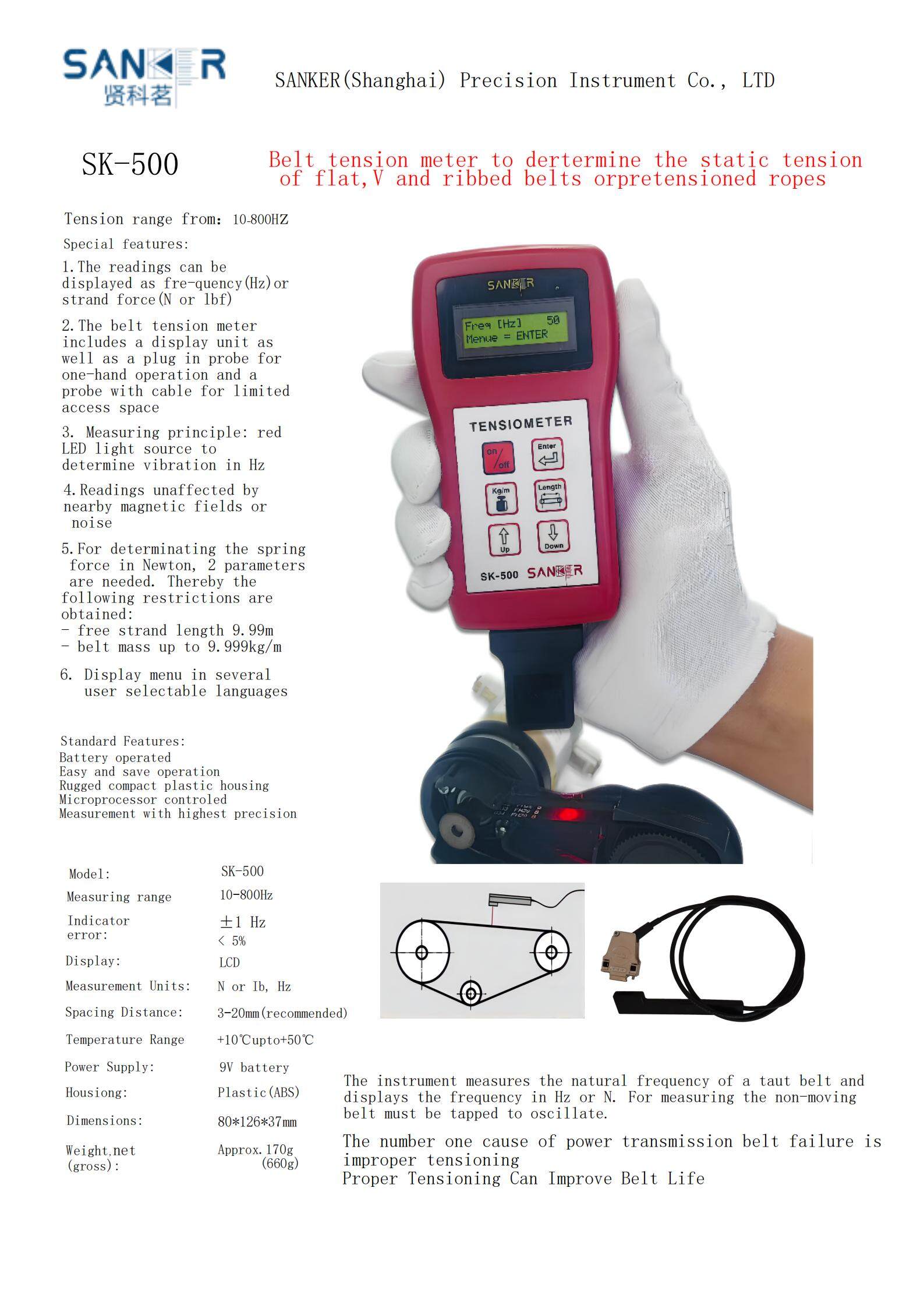 NEW Belt Tension Meter SK-500