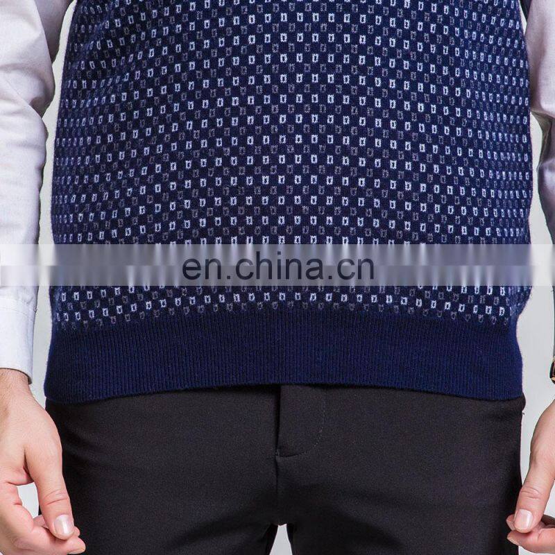 Jacquard Knitting Men's Cashmere Pullover Vest Waistcoat Comfortable V-Neck Style for Spring Season