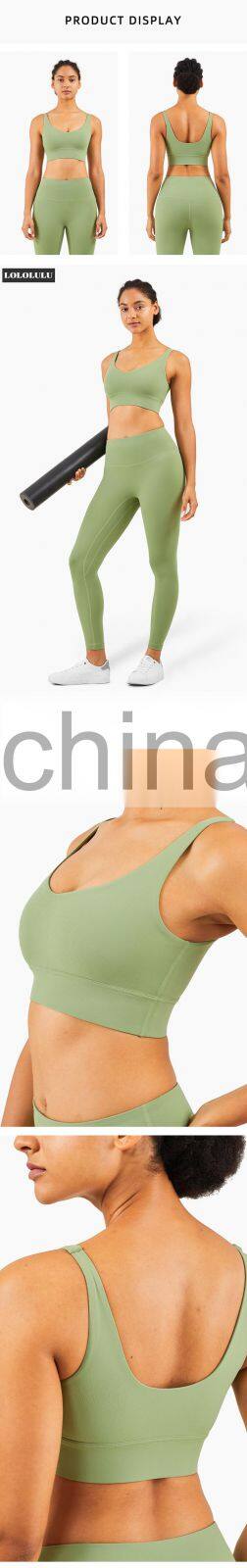 LOLOLULU Private Label Women Gym Yoga Bra V Neck Tank Top Fitness Athletic Clothes