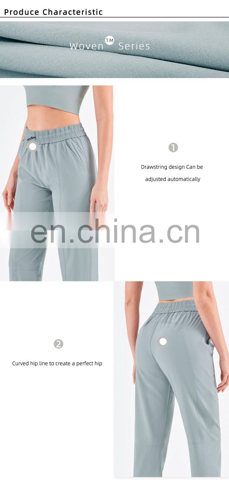 UV Protection Outdoor Sweatpants Drawstring Gym Jogger Woman Yoga Pants With Pocket