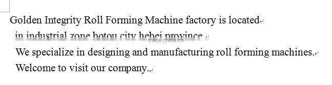 Botou Golden Integrity Roll Forming Machine Co., Ltd. company overview - view 1