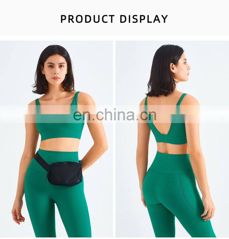 Custom Rib Adjustable Buckle Sports Bras Backless Gym High Impact Yoga Top