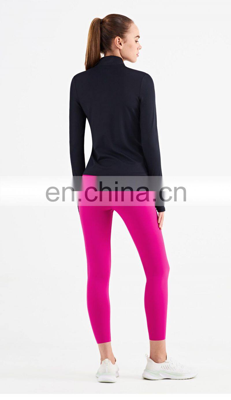 New Arrival Custom Two Piece Women Workout Sets Half Zipper Jacket High Waist Sports Legging