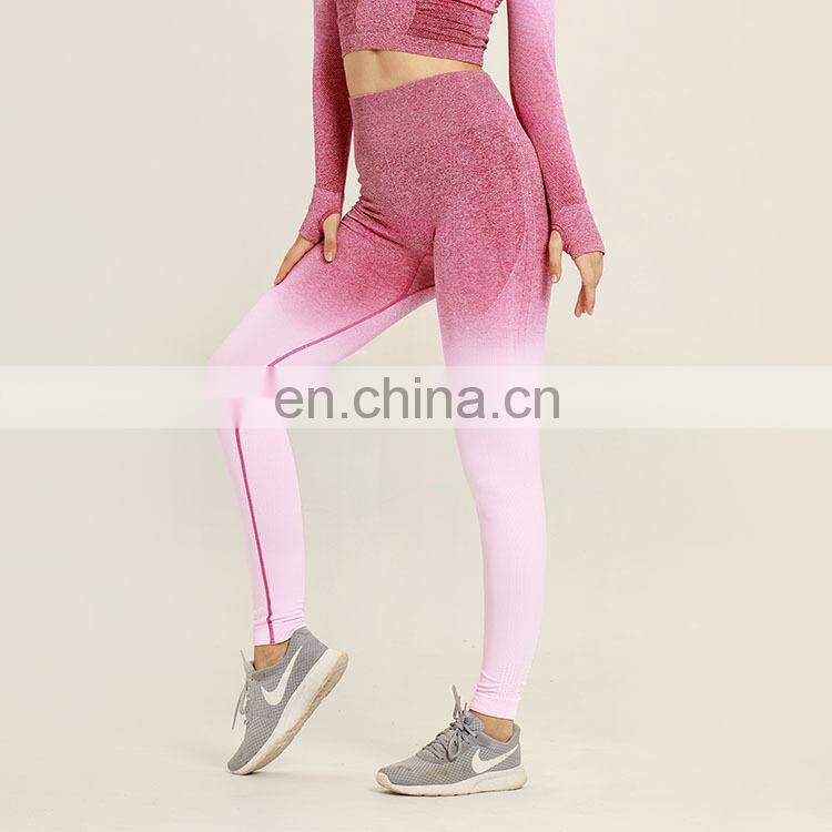 2pcs/set Women Sport Suit Workout Clothes Long Sleeve Fitness Crop Top + High Waist Seamless Leggings womens gym wear set