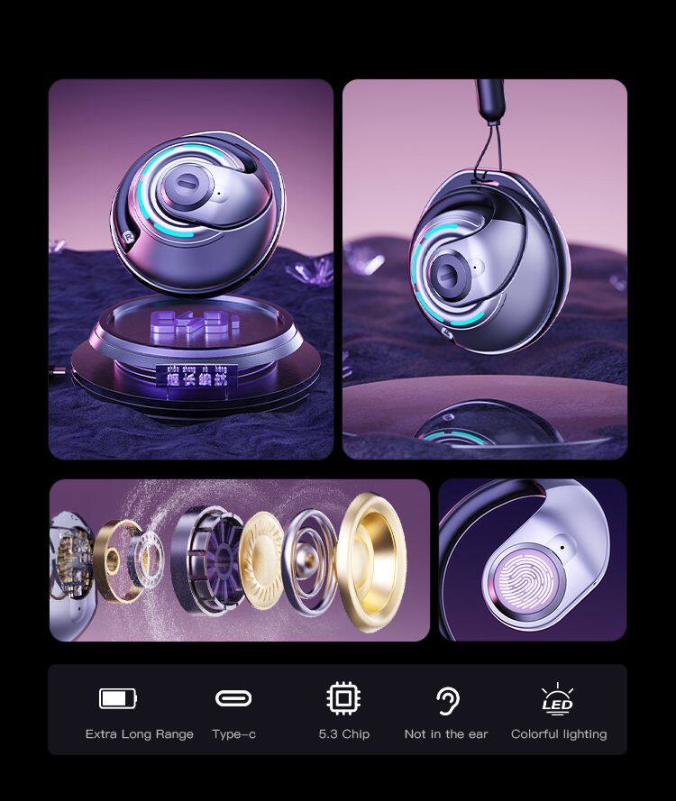 Bluetooth 5.3 waterproof IPX7 Earbuds earphones sport wireless earbuds with carabiner dust protection ear hook Ear clip