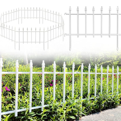 white wrought iron garden fence