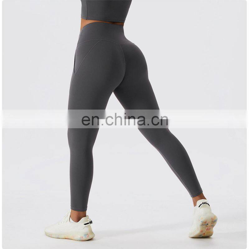 Winter Warm Fleece Yoga Fitness Leggings With Pockets Tiktok Curved Stitching Sports Pants