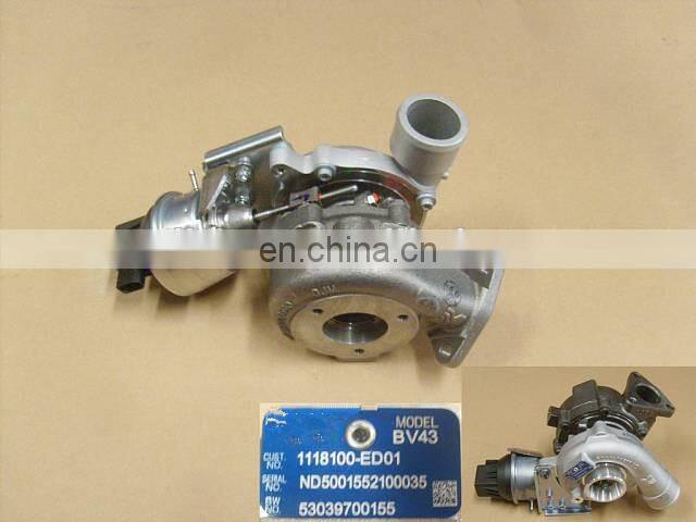 best choice BV43 turbocharger 1118100-ED01 53039700155 turbo charger for Great Wall Hover 4d20 X200 V200 supercharger ASSY