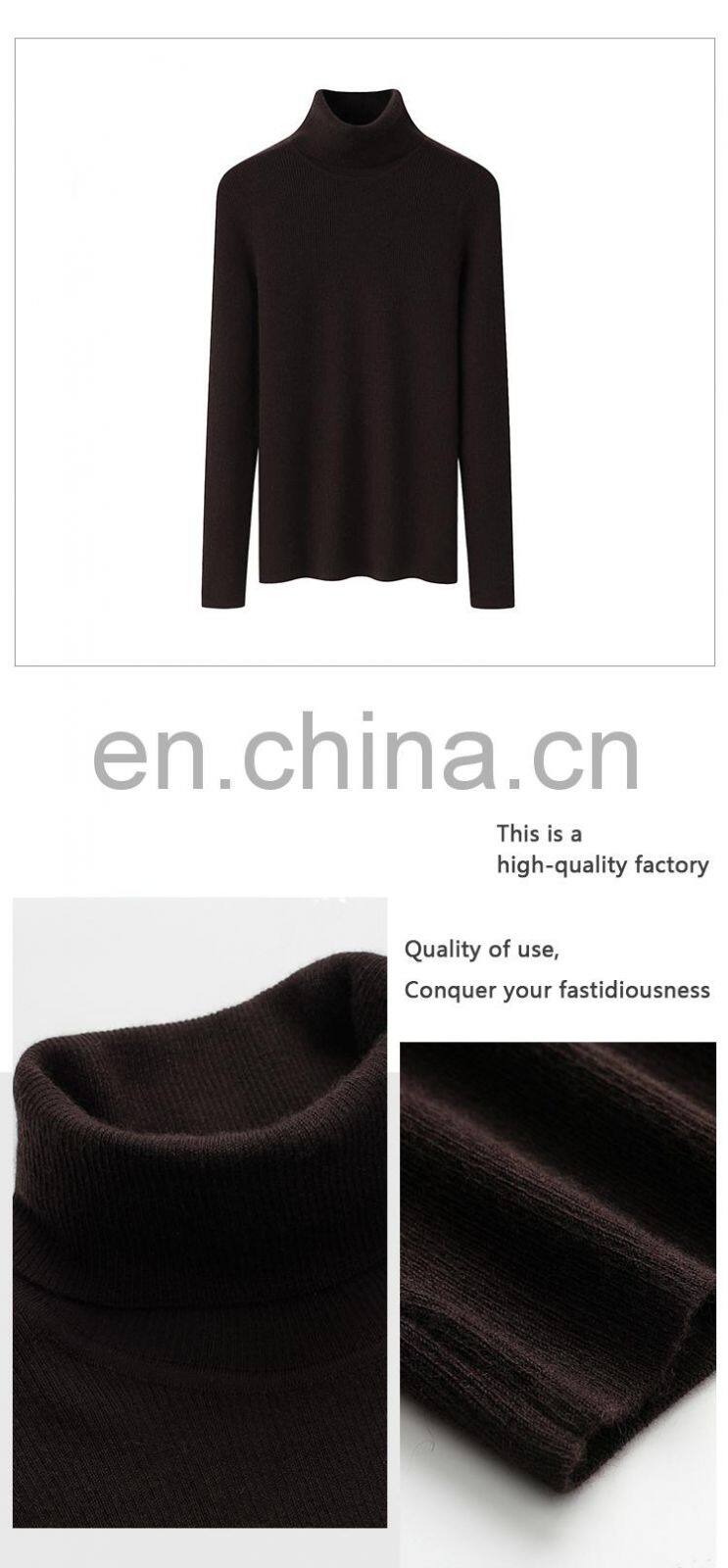 Customize Ladies 100% Cashmere Pullover Slim Turtleneck Sweater Knitted Casual Style Solid Pattern Winter OEM Service Available