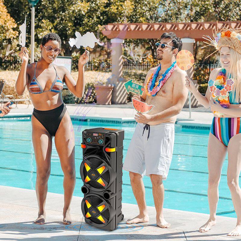 ZQS12205 super power 80W 12-inch*2 OEM cost-effective big party speaker with colorful lights