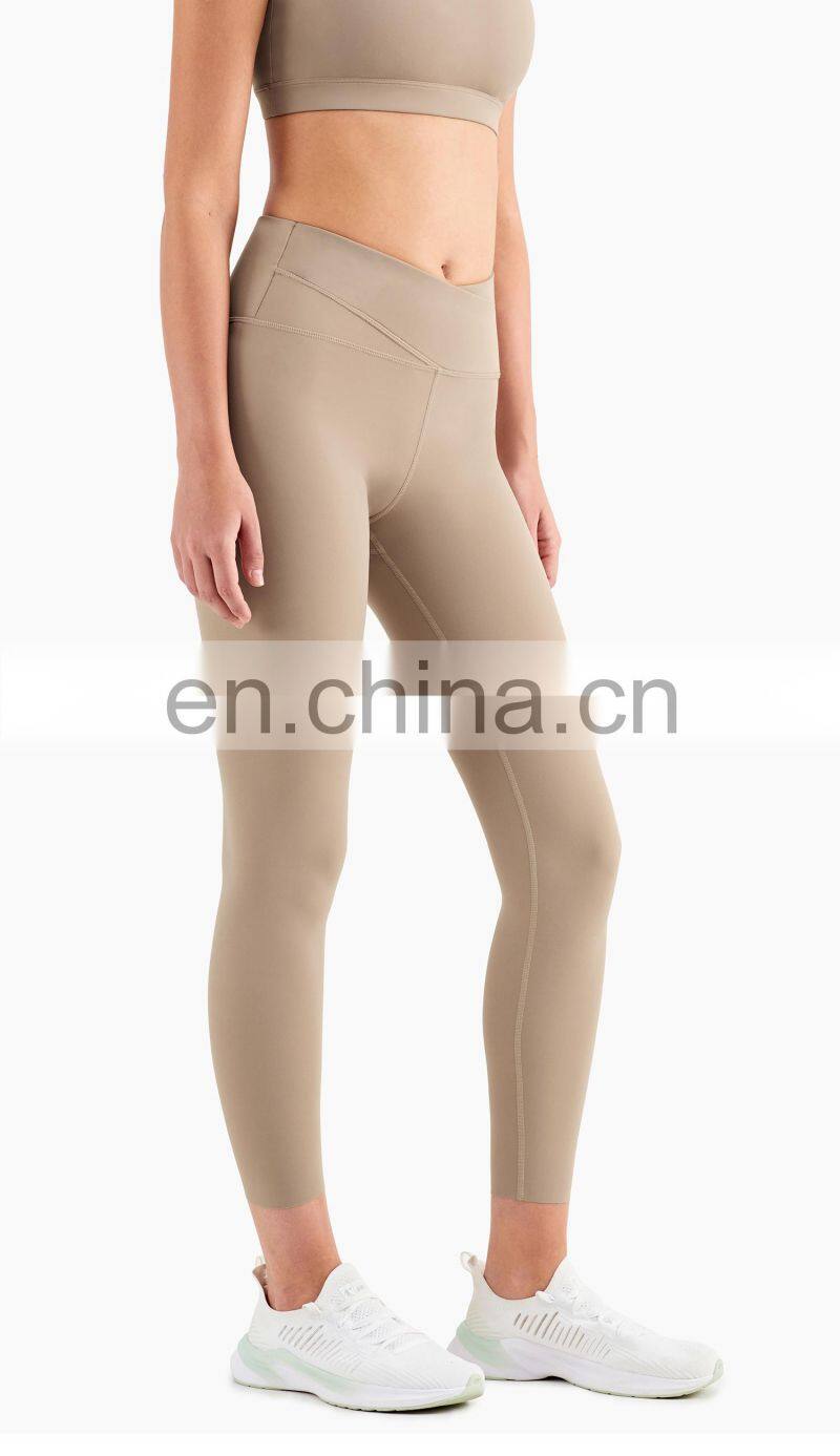 Crossover Waist Leggings Woman Scrunch Butt High Rise Fitness Yoga Pants Leggings Pitaya