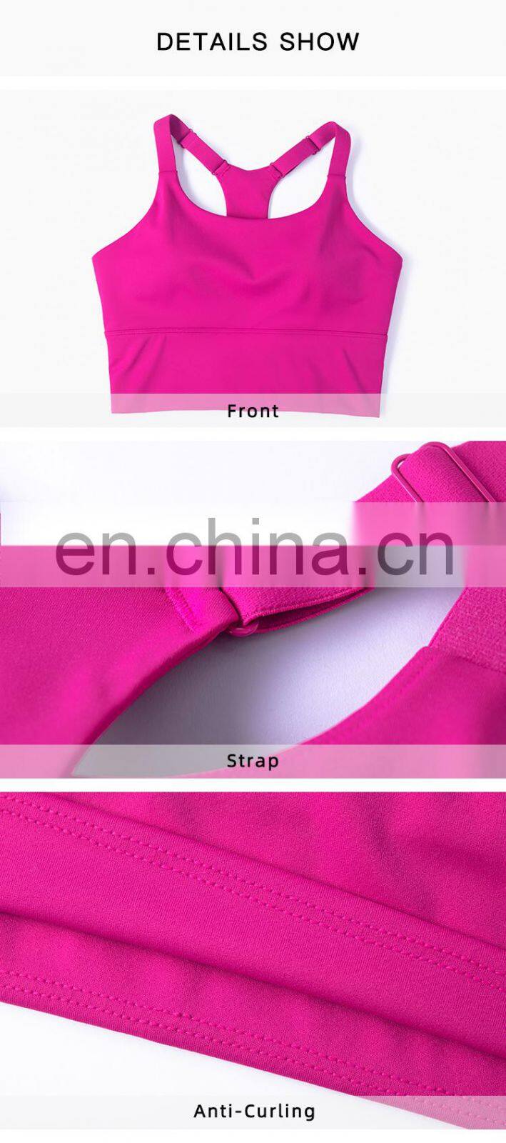 Breathable Adjustable Strap Racer Back Wholesale Fitness Gym Wear Women Sports Yoga Bra