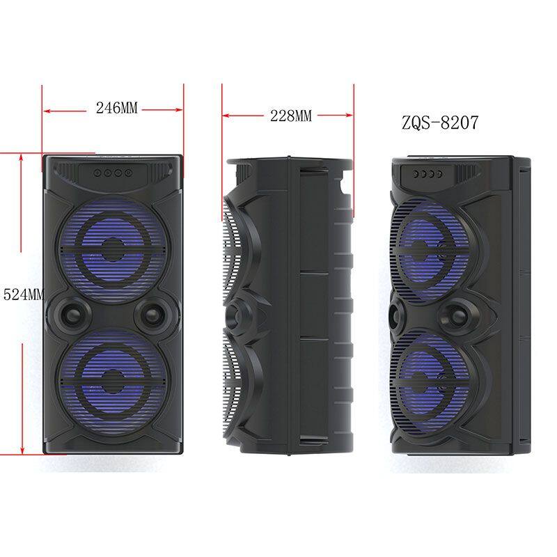 ZQS8207 subwoofer 30W power OEM professional dual 8 inch wireless bluetooth speaker for outdoor