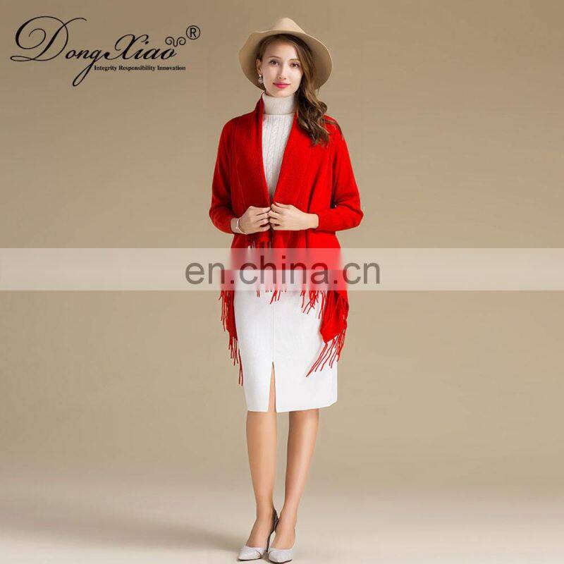 Ladies Poncho Shawl Wool Cashmere Blend Nepal Poncho Sweater with Tassel