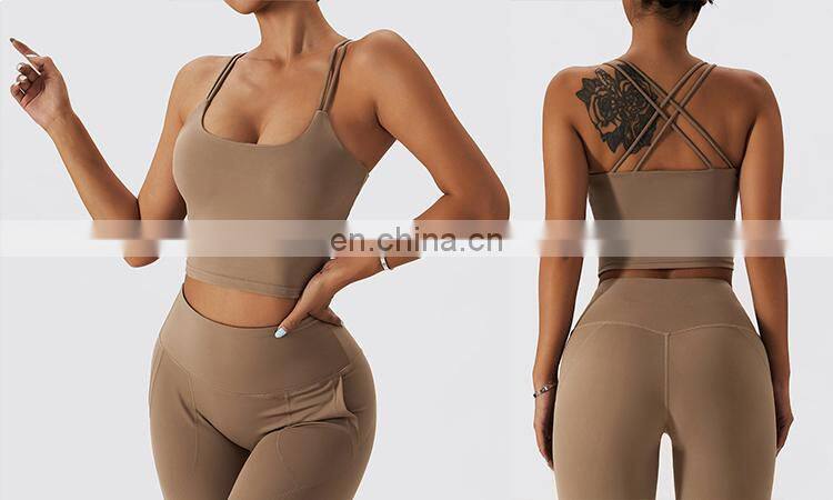 Winter Warm Cross Backless Feminino Fitness Fleece Sports Bras Custom Sling Yoga Crop Tops