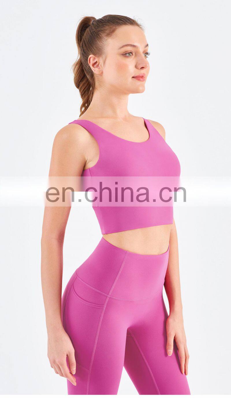 Tik Tok Women V Shaped Open Back High Elastic Yoga Bras Gym Running Workout Tank Tops