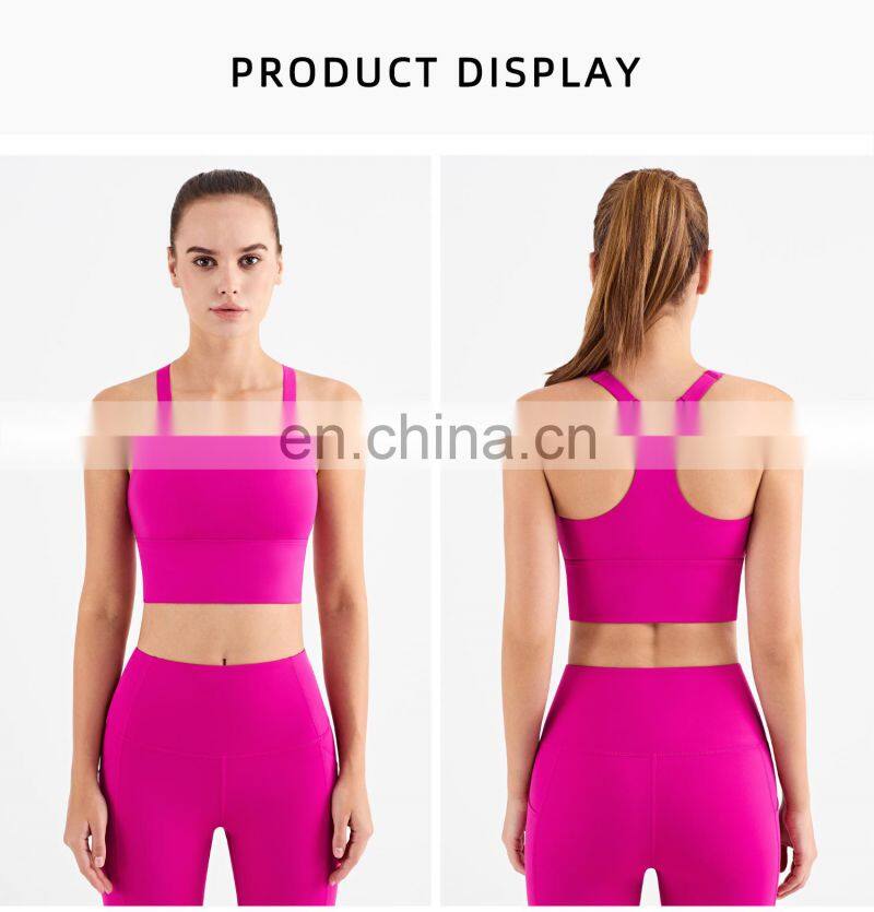 Breathable Adjustable Strap Racer Back Wholesale Fitness Gym Wear Women Sports Yoga Bra