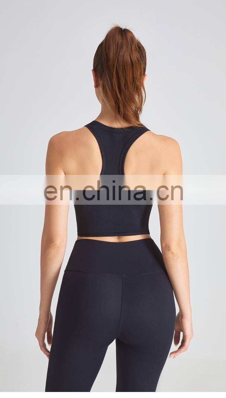 Embossing Print Sports Bra Top Sexy Y Back Women Sports Vest Running Shockproof Yoga Vest