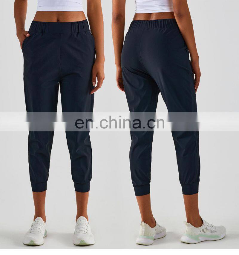 Custom Quick Dry Women Jogging Loose Casual Pants Side Pockets Yoga Fitness Leggings