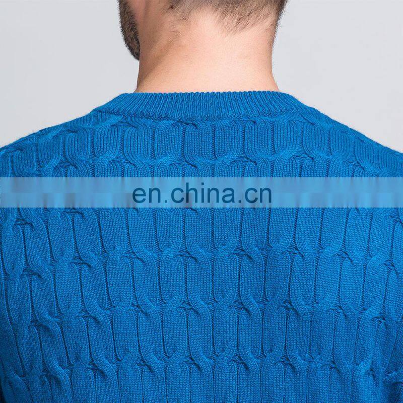 Classic Brand Men's Cable Knit Pullover 100% Pure Cashmere Winter Sweater with Crew Neck collar