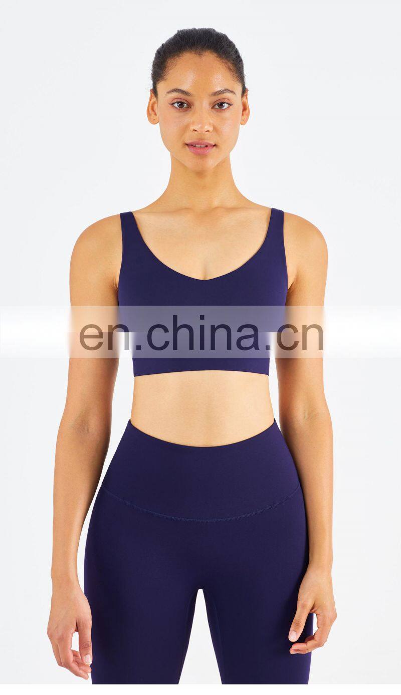 LOLOLULU Private Label Women Gym Yoga Bra V Neck Tank Top Fitness Athletic Clothes