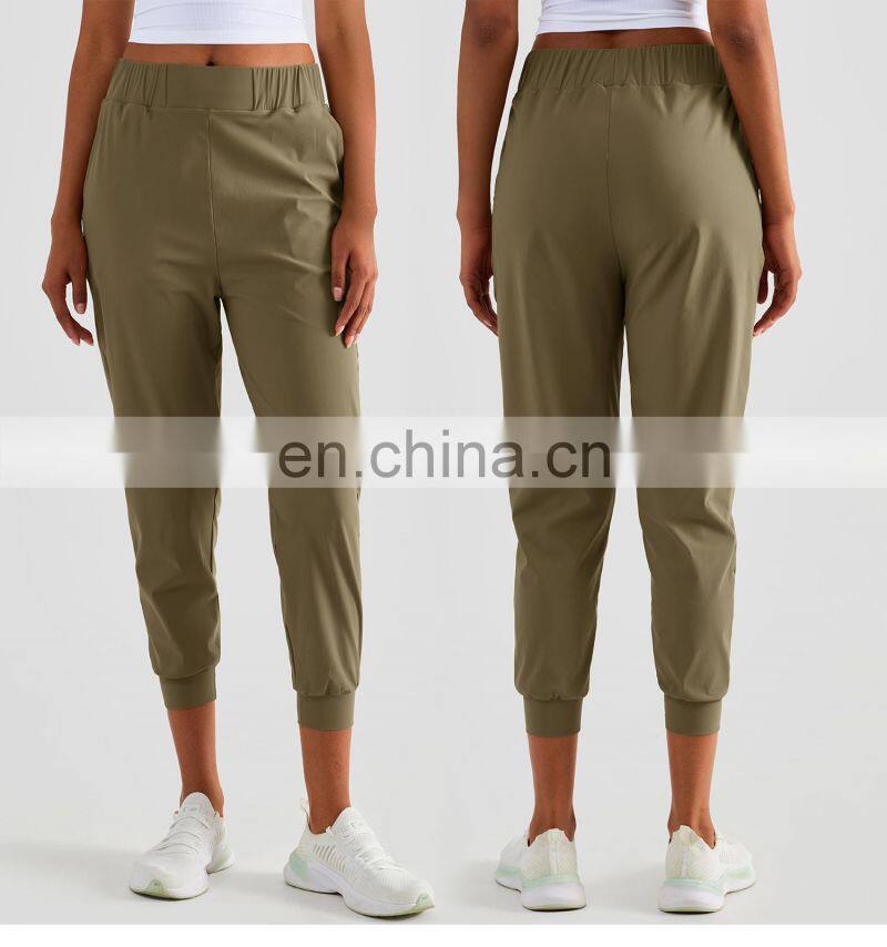 Custom Quick Dry Women Jogging Loose Casual Pants Side Pockets Yoga Fitness Leggings