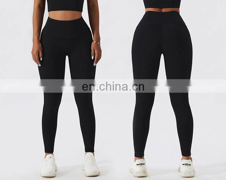 Winter Warm Fleece Yoga Fitness Leggings With Pockets Tiktok Curved Stitching Sports Pants