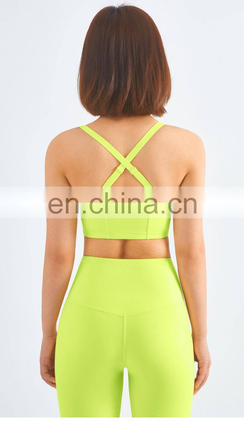 Tik Tok Multi Color Adjustable High Impact Sports Bra Breathable Backless Gym Top