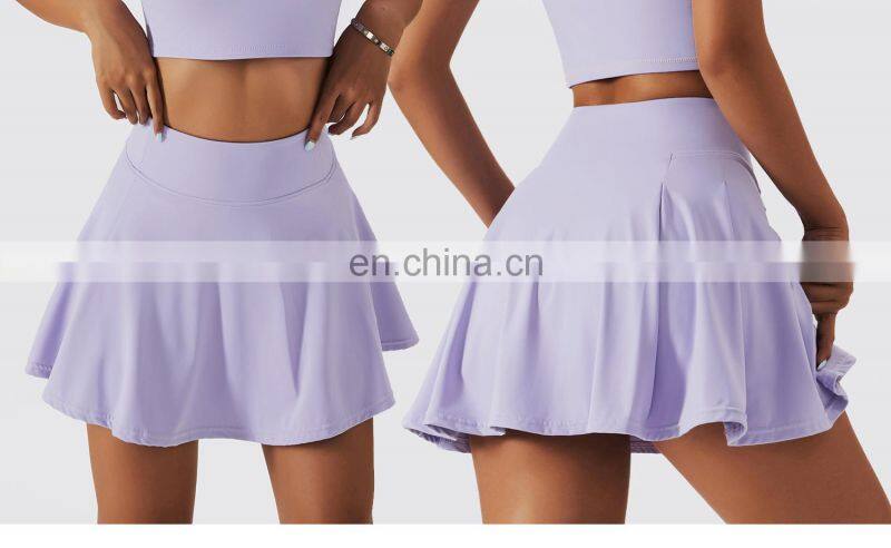 2 In 1 Piece Tennis Skirts With Side Pockets Shorts Wholesale Womens Golf Sportswear