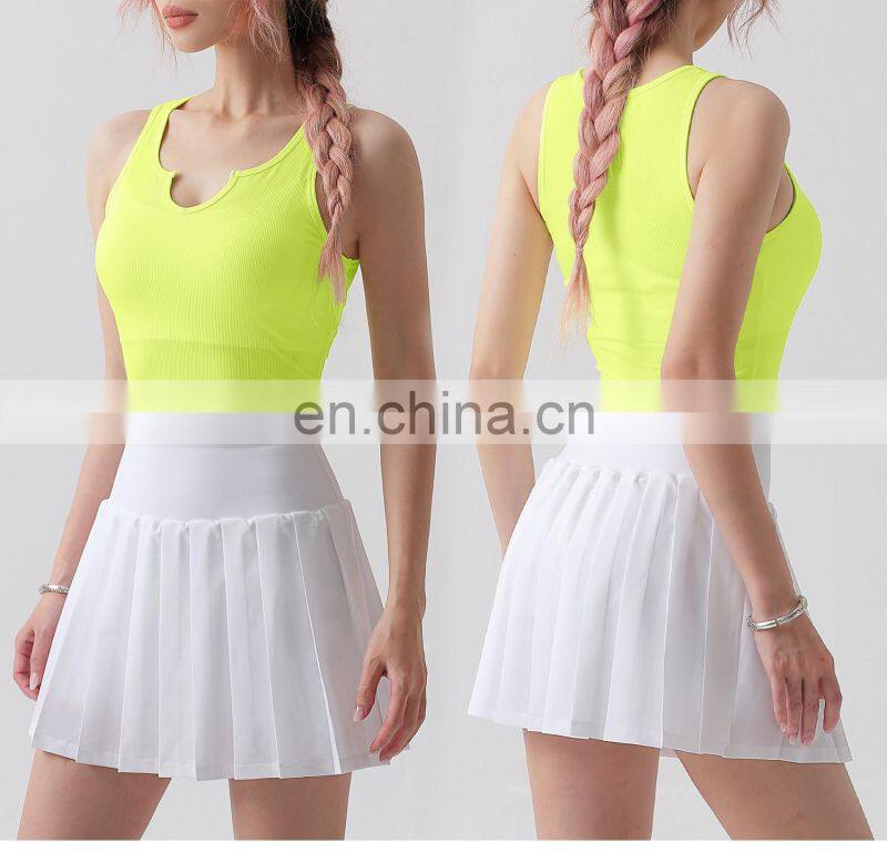Wholesale Ribbed V Neck Crop Women Tank Tops High Elastic Gym Casual Sports Vest