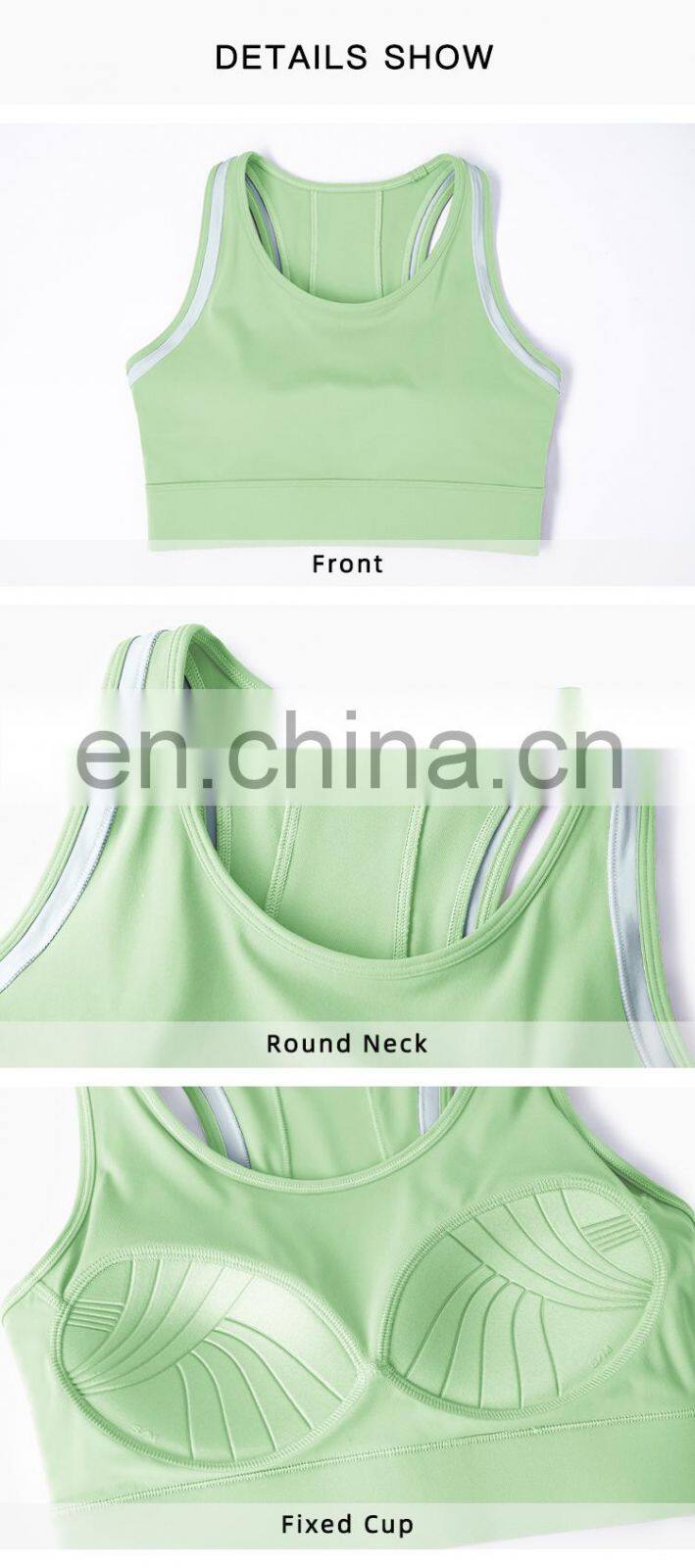 Fixed Pads Contrasting Colors Custom Sports Bras Racer Back High Impact Gym Tops