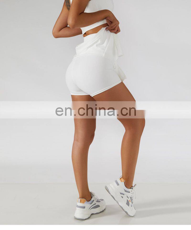 Tik Tok Anti Glare Women Tennis Pleated Skirts Solid Color Outdoor Active Wears