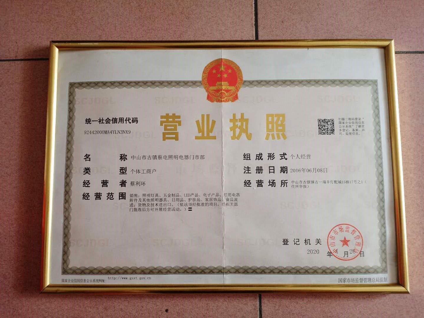 Caidian Lighting Appliance Store, Guzhen Town, Zhongshan City company overview - view 1