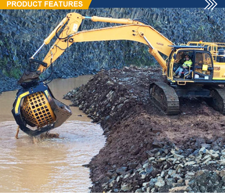 topsoil sand stone sieving rotary screening bucket excavator