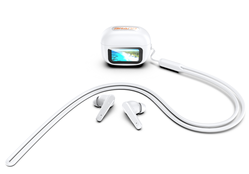 UI TWS Bluetooth V5.3 Earbuds with LED Display Screen Keychain Wireless Lanyard Anti-Rope Earphones headset