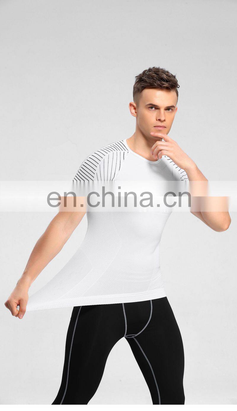 Wholesale New Ribbed Knitted Sports Men's T Shirts Breathable Training Shirt
