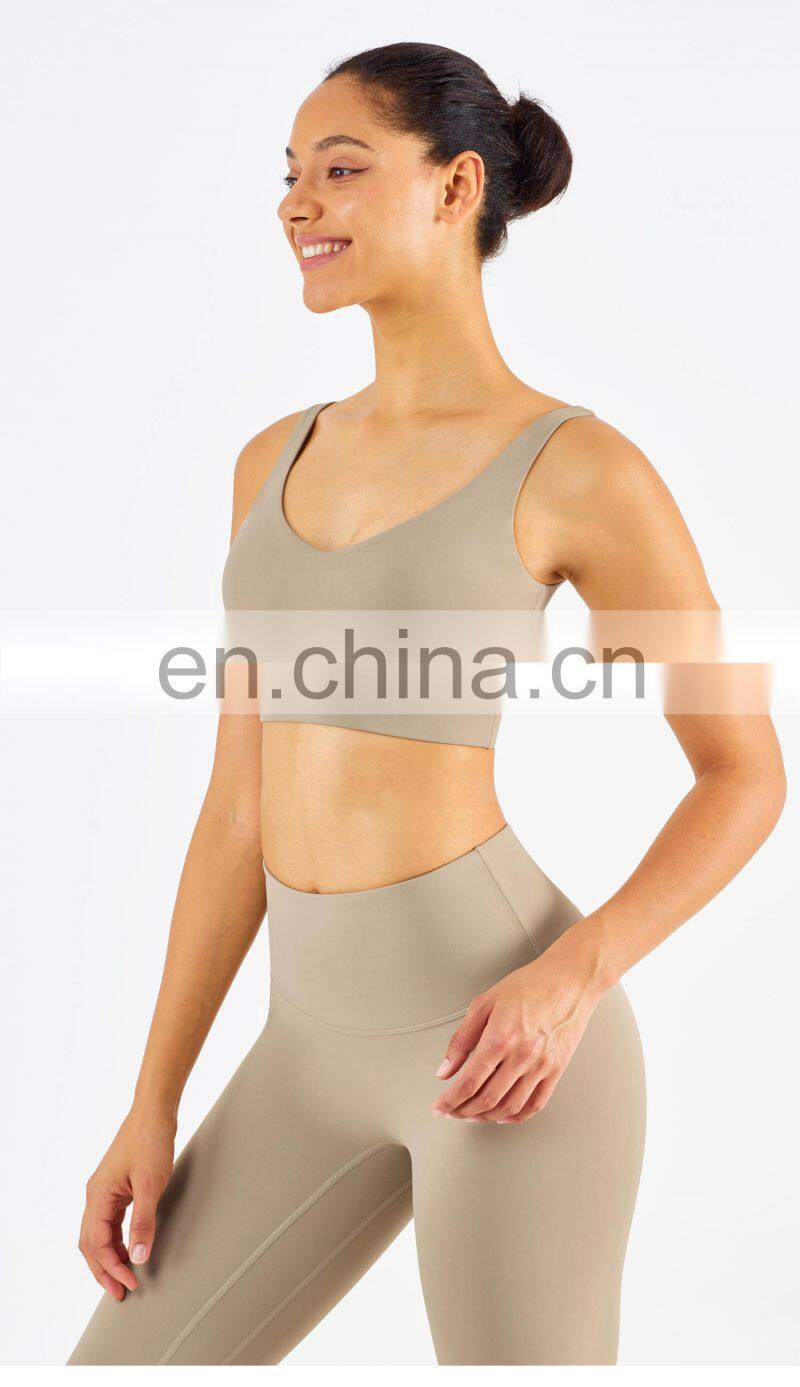 LOLOLULU Private Label Women Gym Yoga Bra V Neck Tank Top Fitness Athletic Clothes