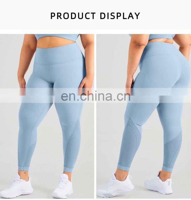 Hot Sale Mesh Breathable Gym Leggings Women Plus Size Scrunch Butt Sport Pants