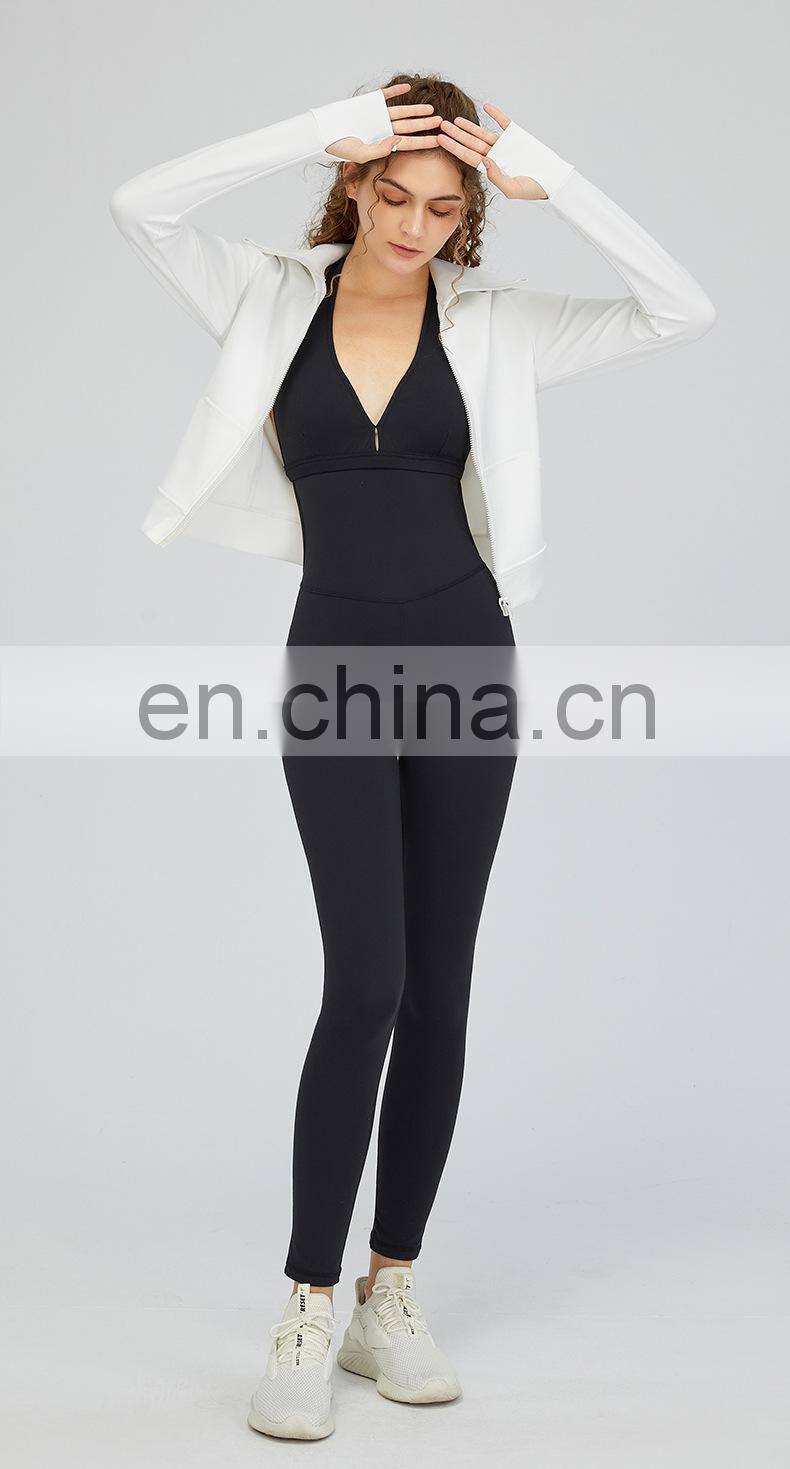 V Neck Backless Sexy Yoga Fitness Jumpsuit TikTok One Piece Quick Dry Sports Wear