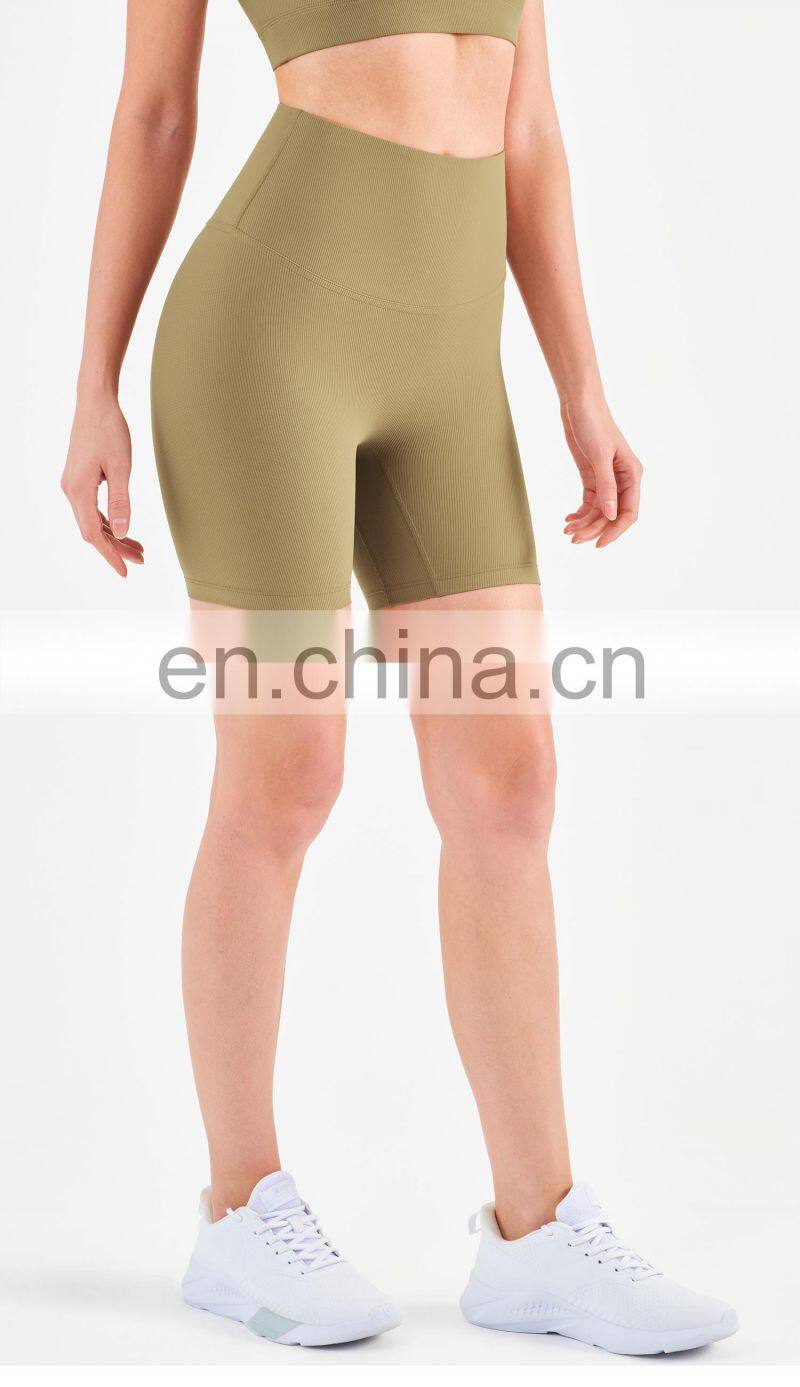 2022 Ribbed Biker Running Shorts For Women Gym Fitness Yoga Wear Without T Line