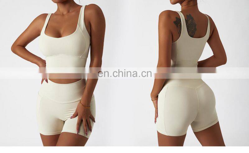 Women High Impact Soft Sports Breathable Bras Wholesale Workout V Cut Hem Yoga Tank Tops