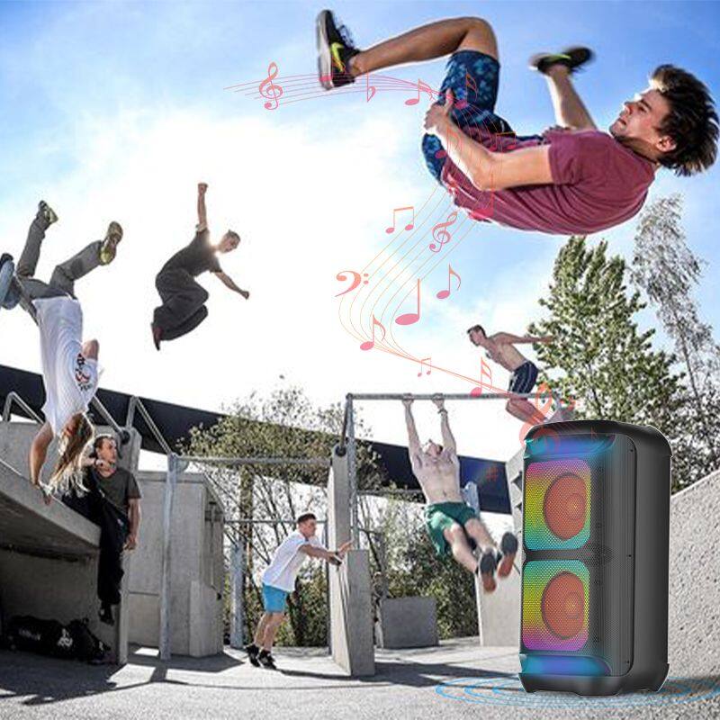 ZQS4289  wireless portable 16W power 2*4 inches subwoofer bluetooth speaker with colorful lights