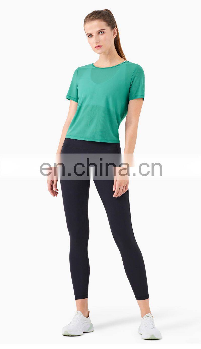 3 Pcs Recyle Women Yoga Set Beauty Back T Shirt Skin Friendly Sports Leggings Suit