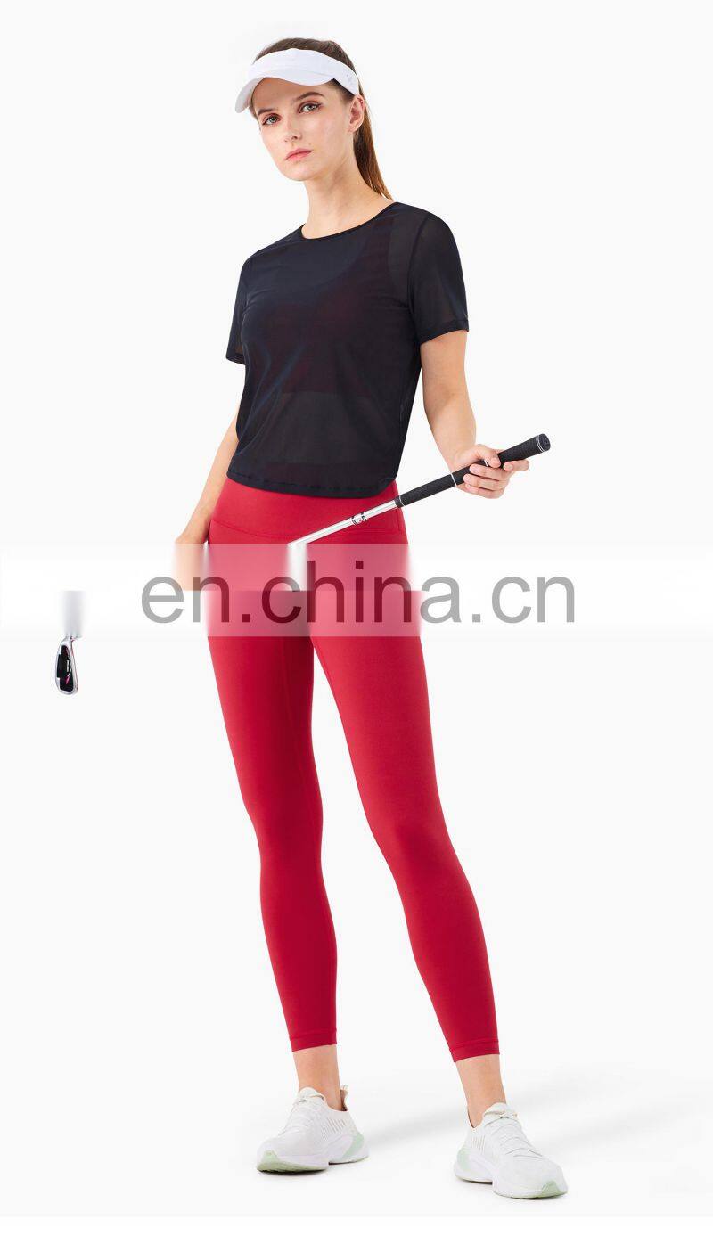 3 Pcs Recyle Women Yoga Set Beauty Back T Shirt Skin Friendly Sports Leggings Suit