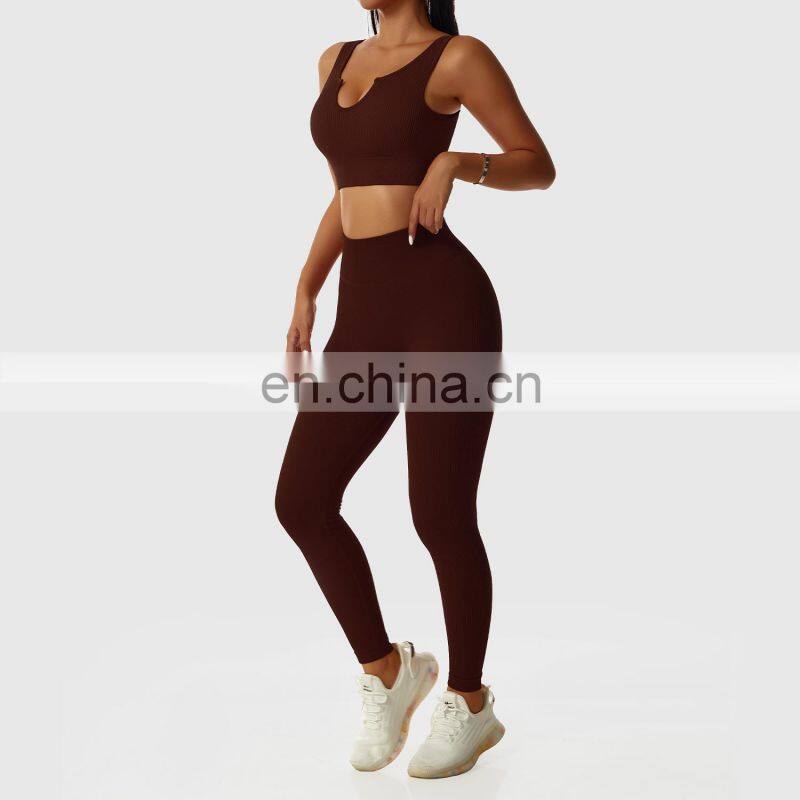 Factory Sale 4 Pcs Push Up Leggings Breathable Gym Fitness Sets Womens Sports Bras