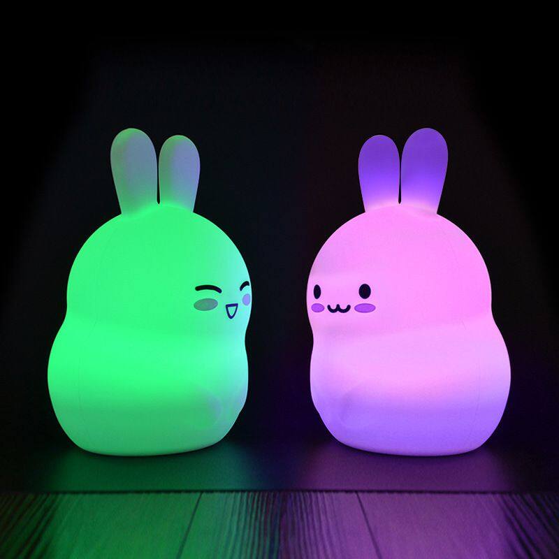 Cute Silicone Unicorn Kids Bed Room Night Light USB Rechargeable Indoor LED Night Lamp Lithium Battery 7 Colors RGB for Children