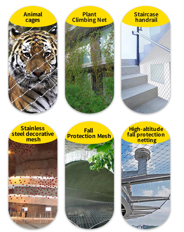Stainless steel SS304/SS316 wire rope steel cable Zoo mesh Anti-Fall wire rope net Protection Net aviary netting mesh