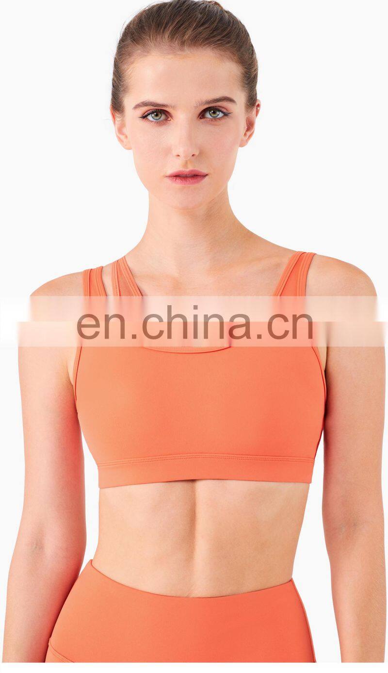 New Mesh Double Strap Women Sports Bra Recycle Fabric One Shoulder Sports Bra Support OEM