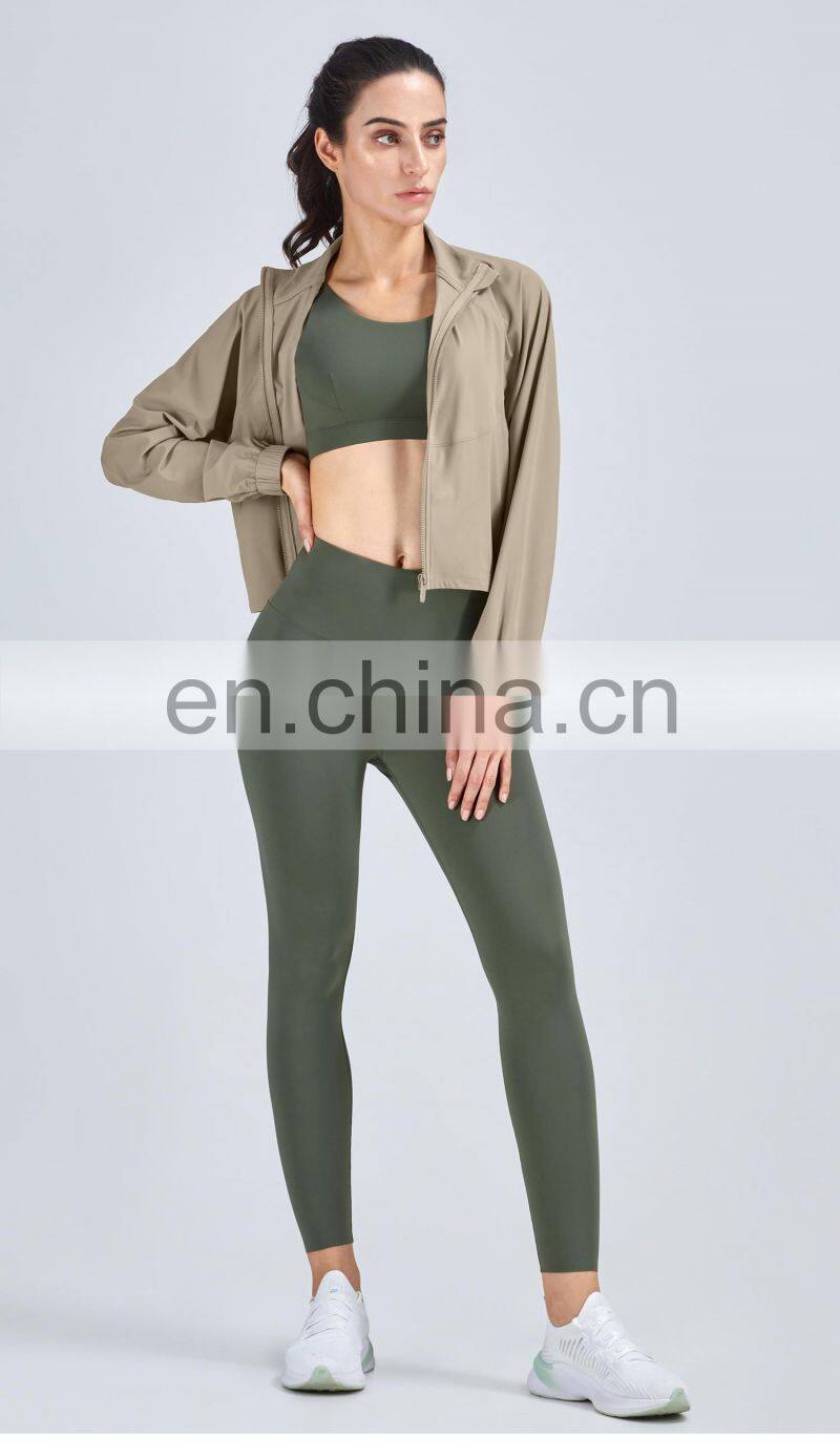 New Pocket Outdoor Workout Jacket Women Loose Yoga Exercise Sport Wears Gym Jacket